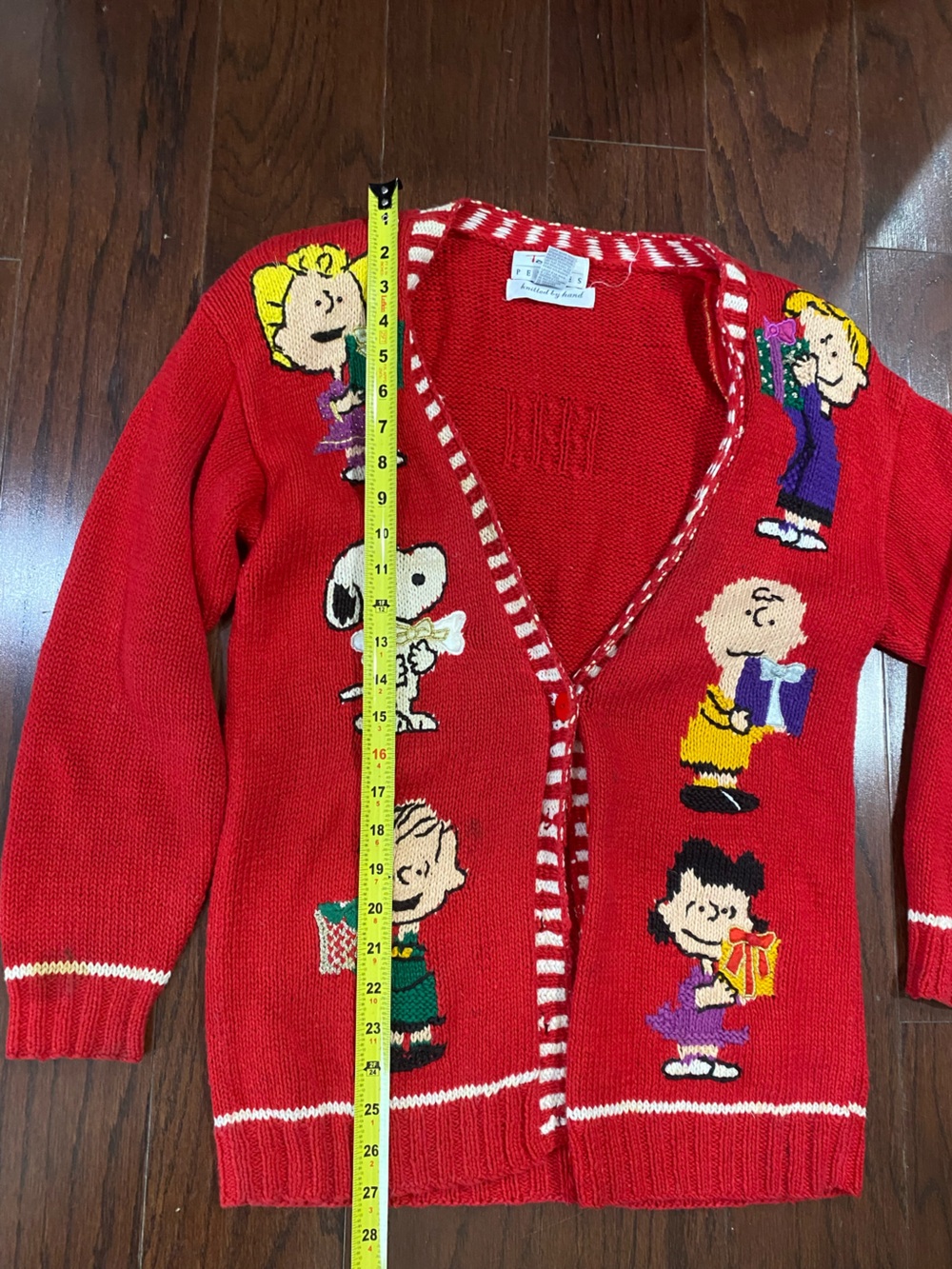 Vintage Snoopy Peanuts Christmas Sweater Red Knit Festive Holiday 90s Talbots PS - Picture 2 of 6